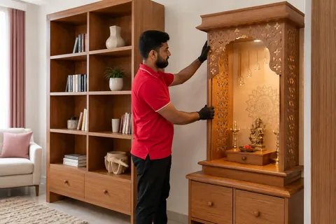 Custom Pooja / Bookshelf Unit by City Coolies