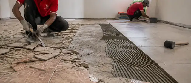 Old Floor Tile Removal & New Tile Installation