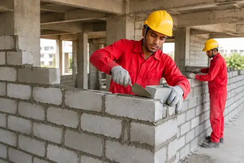 Solid Concrete Block Wall Construction